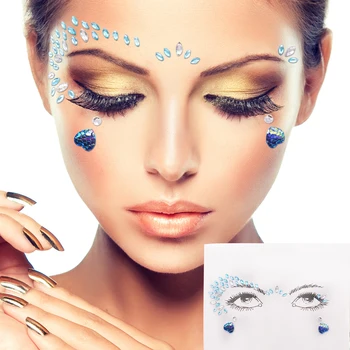

1pc Resin Drill Stick Bindi Sticker Glitter Acrylic Adhesive Face Jewels Gems Temporary Tattoo Eyes DIY Party Decor Face Sticker