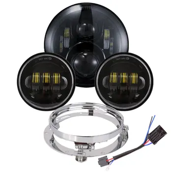 

for Harley LED Headlight with 4.5 inch Matching Passing Lamps for Harley Davidson Motor with Mounting Bracket and Wire Adapter