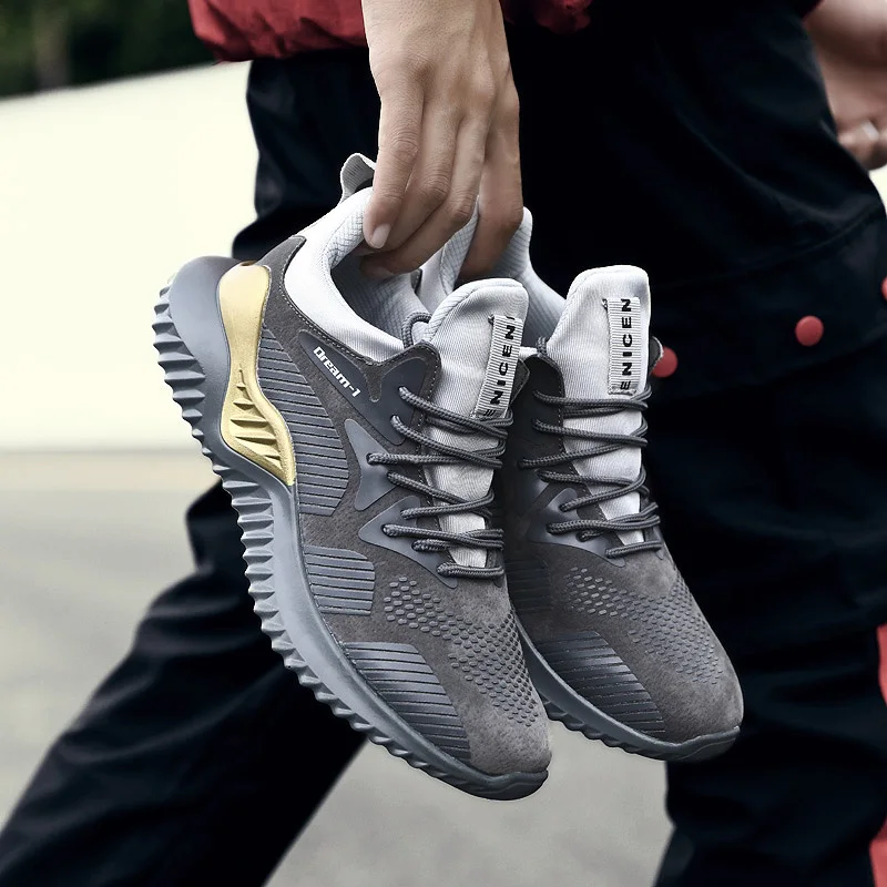 

High Quality Man Outdoor Sneakers 2019 Fashion Spring Durable Jogging Sneakers Lace-up Mesh Sneakers Man Casual Running Shoes