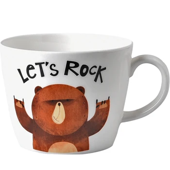 

Original cartoon figure Cups Creative cute ceramic mug with spoon big cup milk breakfast cereal cup