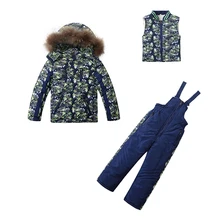 Комплект детской зимней одежды, плотный теплый пуховик, ветрозащитная лыжная куртка+ штаны, детские зимние комплекты, теплый костюм для мальчиков