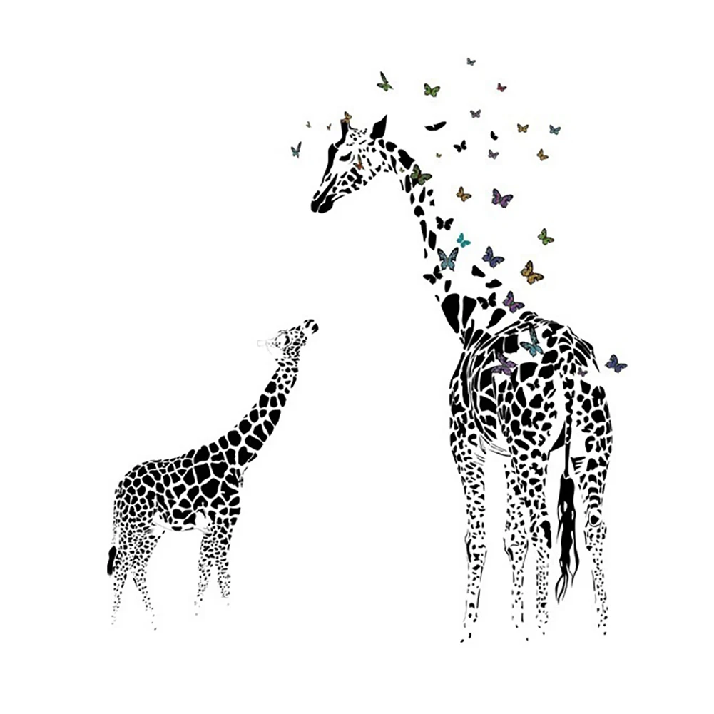 

Removable Giraffe Butterfly Self-Sticky Wall Sticker Decal Home Cafe Shop Decor