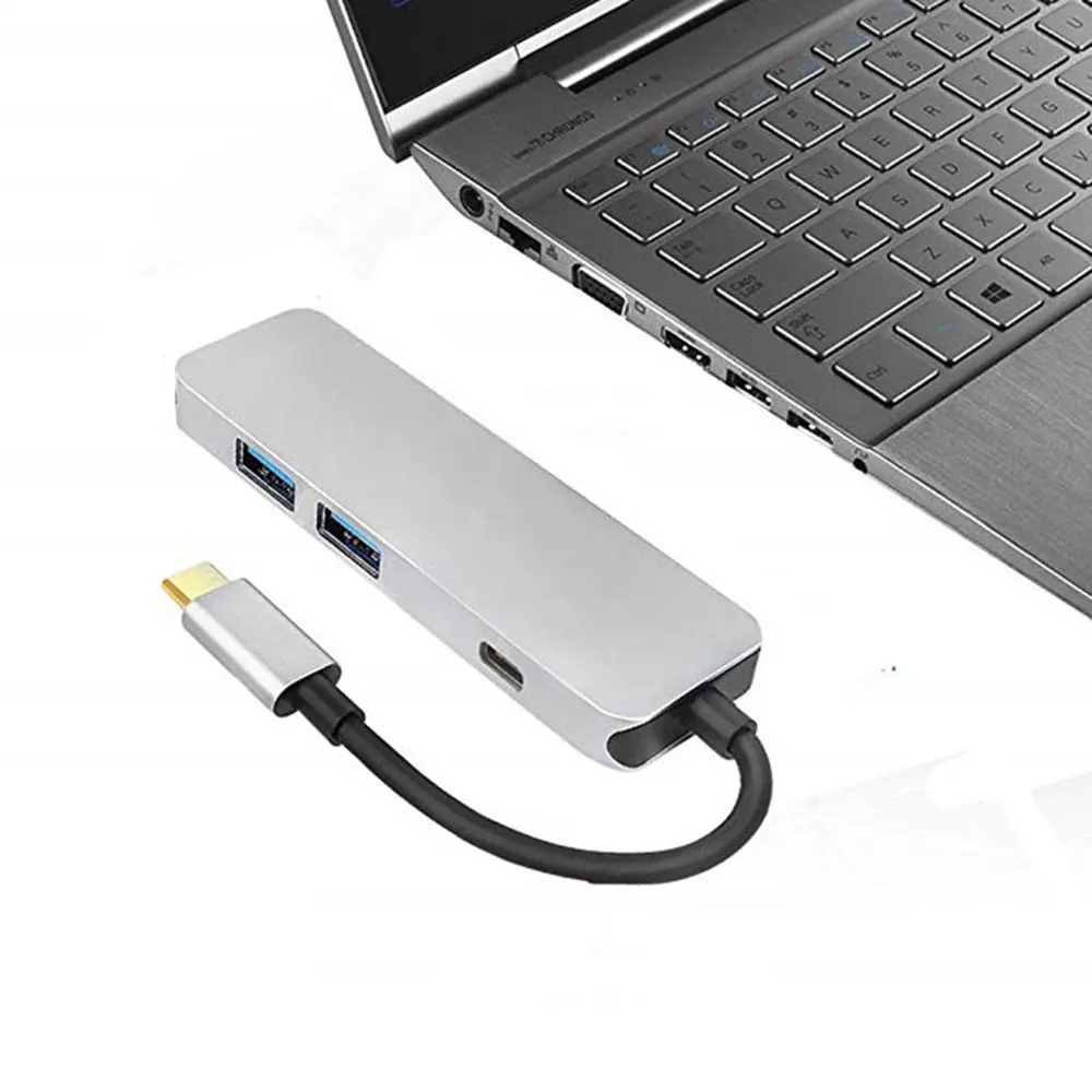 USB C концентратор, Leadzoe 4 в 1 Тип C концентратор сплиттер с портом зарядки type C 3,1 и 4 K HDMI порт и 2 порта USB 3,0 концентратор адаптер