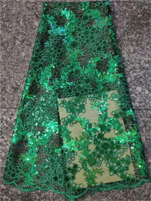 

The latest Nigerian green lace fabric for 2019, high quality African lace fabric, used in French wedding gauze sequins
