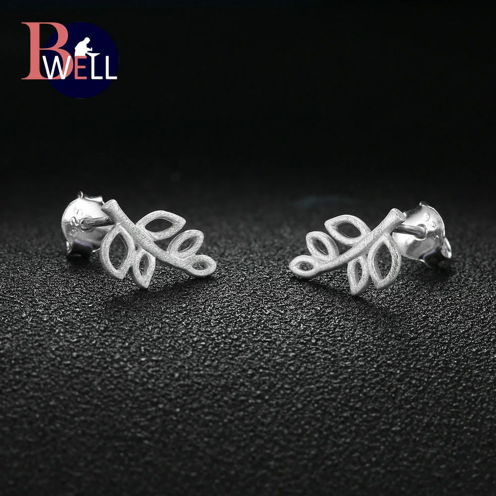 

Bwell New Casual 100% 925 Sterling Silver Wiredrawing Stud Earring Fine Jewelry For Women & Girls New Yaer Gift BWEY213