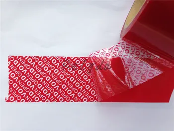 

10pcs Free shipping BOPP PET acrylic self adhesive security packing tapes RED color custom printing one time used label 30mm*15m