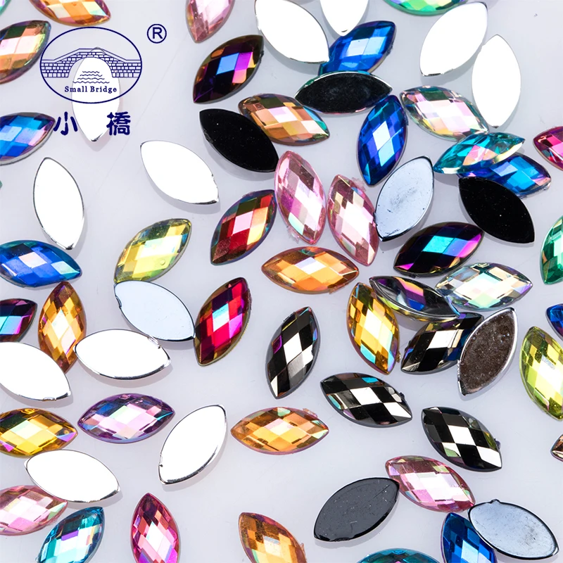 

1000PCS 3D Glitter Nail Art Rhinestones Mix Color Ab Flatback Rhinestone Acrylic Horse Eye Shaped Rhinestones S036