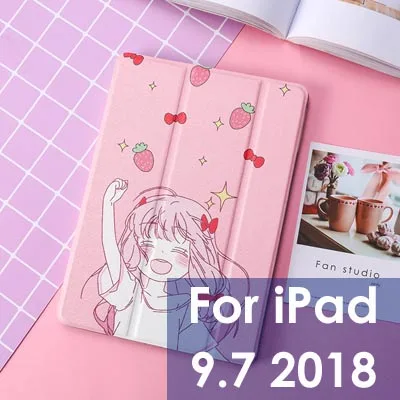 Чехол для fundas iPad mini 5/Air 3, милый мультяшный чехол из искусственной кожи для девочек, для iPad 9,7 Air 1/2 Mini 1 2 3, Магнитный умный чехол - Цвет: For IPad 9.7 2018