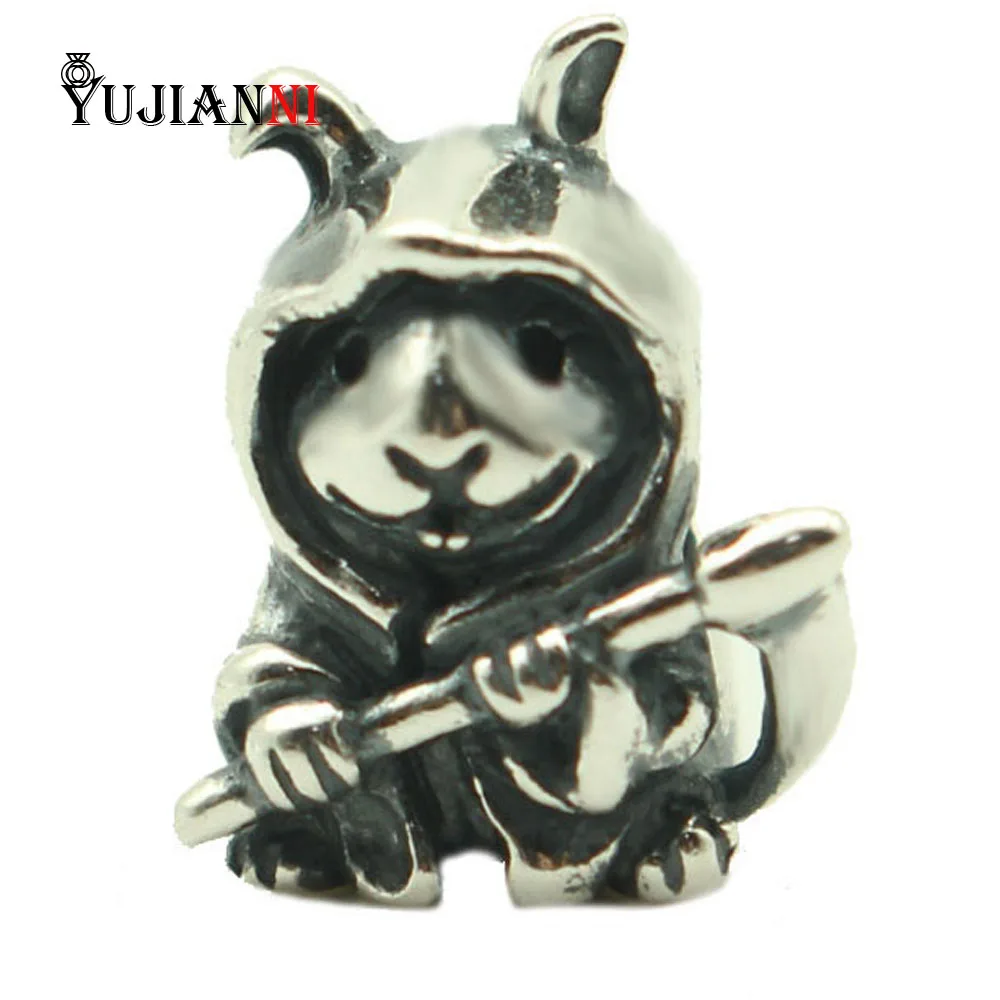 

925 Sterling Silver Bunny Reaper Hug Me 1:1 Beads for Jewelry Making Animal Charms Fits Original Troll OHM Bracelet & Necklace