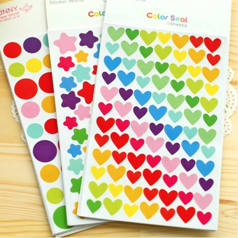 

Cute Kawaii Colorful Paper Sticker Lovely Heart Decorative Adhesive Stickers For Kids Gift Scrapbooking Diary Decoration DIY