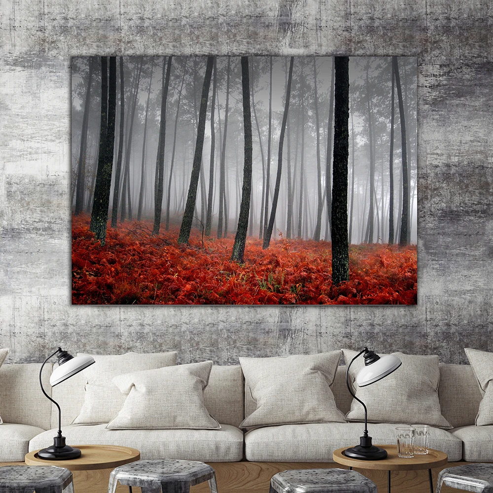 Modern forest fall nature wall picture artwork canvas painting art HD