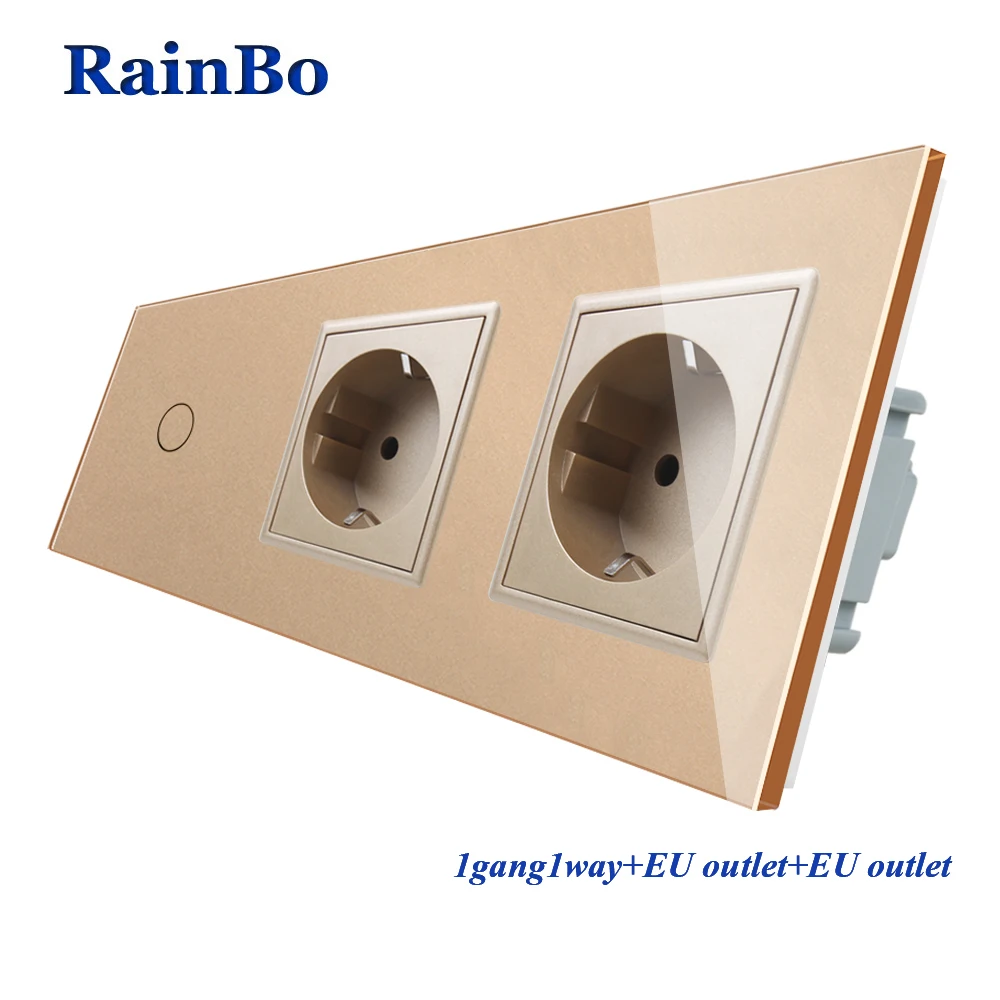 RainBo Кристалл-стеклянная панель-электронный-настенная розетка-ЕС сенсорный выключатель управления-экран настенный светильник-переключатель 1ганг-1way A39118E8ECW/B