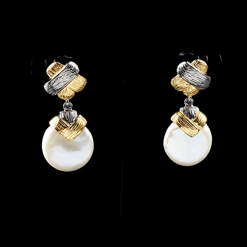 

Natural Baroque Pearl drop Earrings Women's Party Earrings S925 silver ball shape freshwater pearls with 925 silver high end