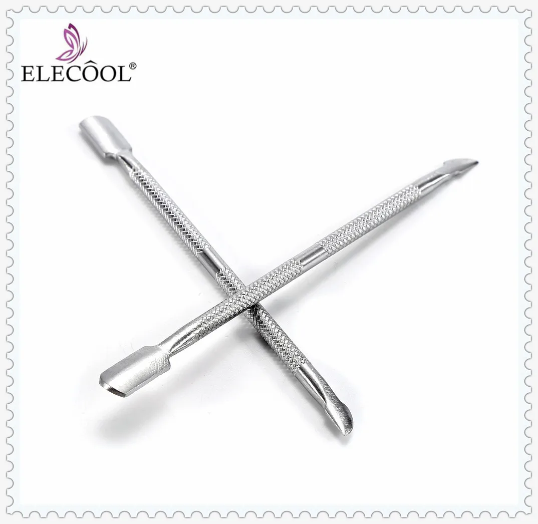 ELECOOL толкатель для ногтей из нержавеющей стали с двойной головкой для удаления кутикулы, скребок для маникюра, ухода за ногтями, педикюра, инструмент для удаления омертвевшей кожи TSLM2