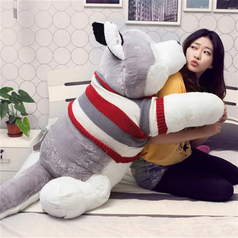 

Fancytrader Jumbo Plush Anime Husky Dog Toy Giant Stuffed Soft Animal Puppy Pillow Doll Gifts for Children 3 Sizes Available