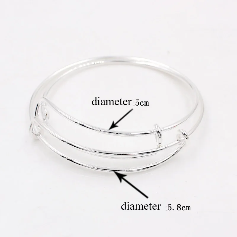 Cheap Wholesale Silver Expandable Wire Bangle Bracelet 50mm/58mm size 10 pcs/lot Fashion Jewelry