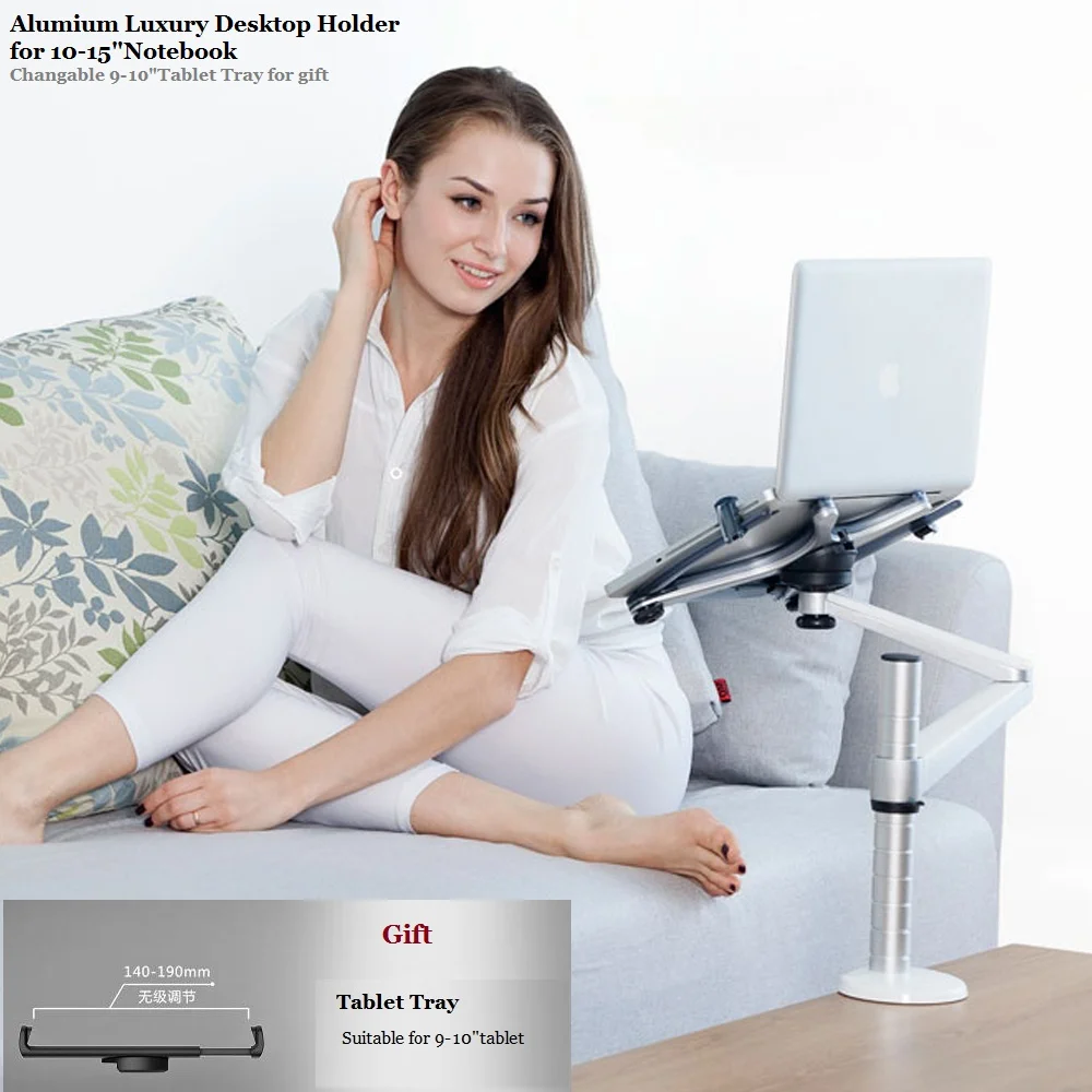 

Top quality Aluminum metal Lazy Table Laptop Stand Adjustable Height Rotatable Holder for Notebook 10-15 inch for Tablets 9-10