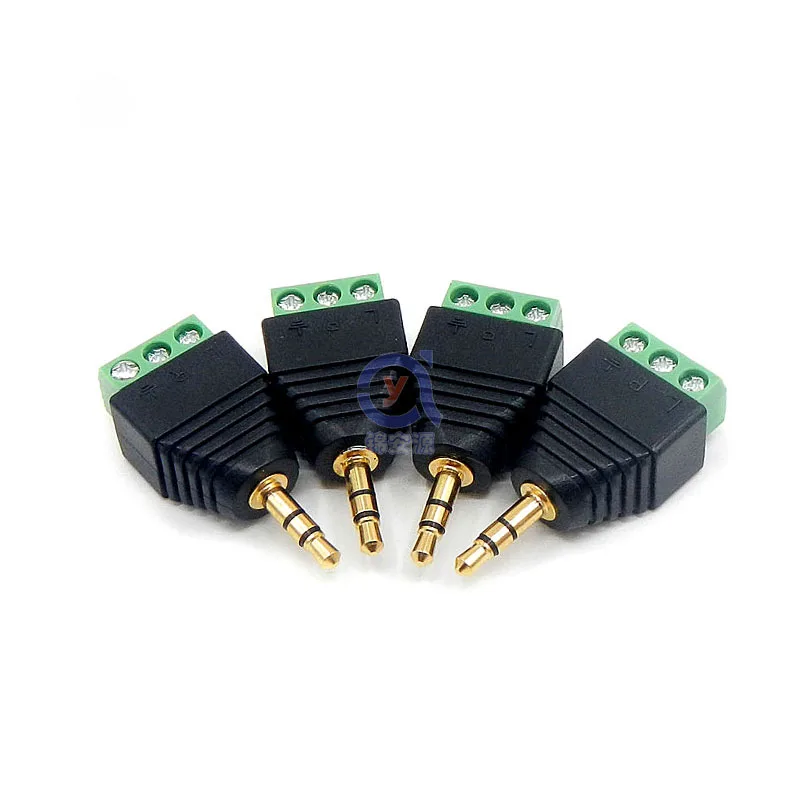 100pcs Jack 3 5mm Stereo Plug Connector Male Back end Screw Wiring Audio Headphone Plug Free Solder Joint Three Sections