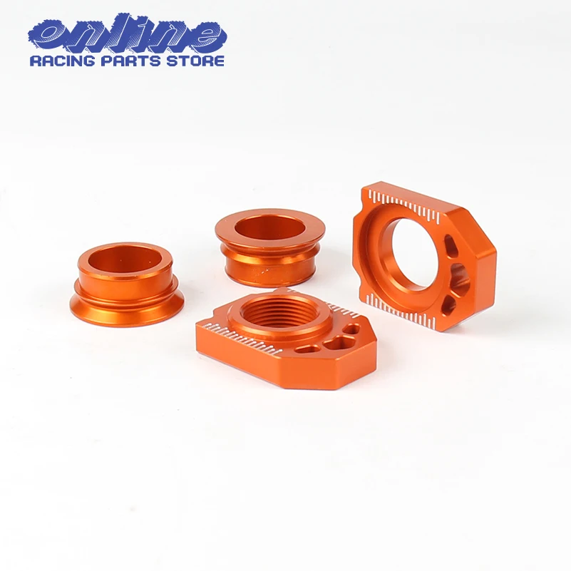 

CNC Rear Chain Adjuster Axle Block And Rear Axle Wheel Hub Spacers For KTM SX SX-F XC XC-F 125 250 350 450 530 Motorcycle