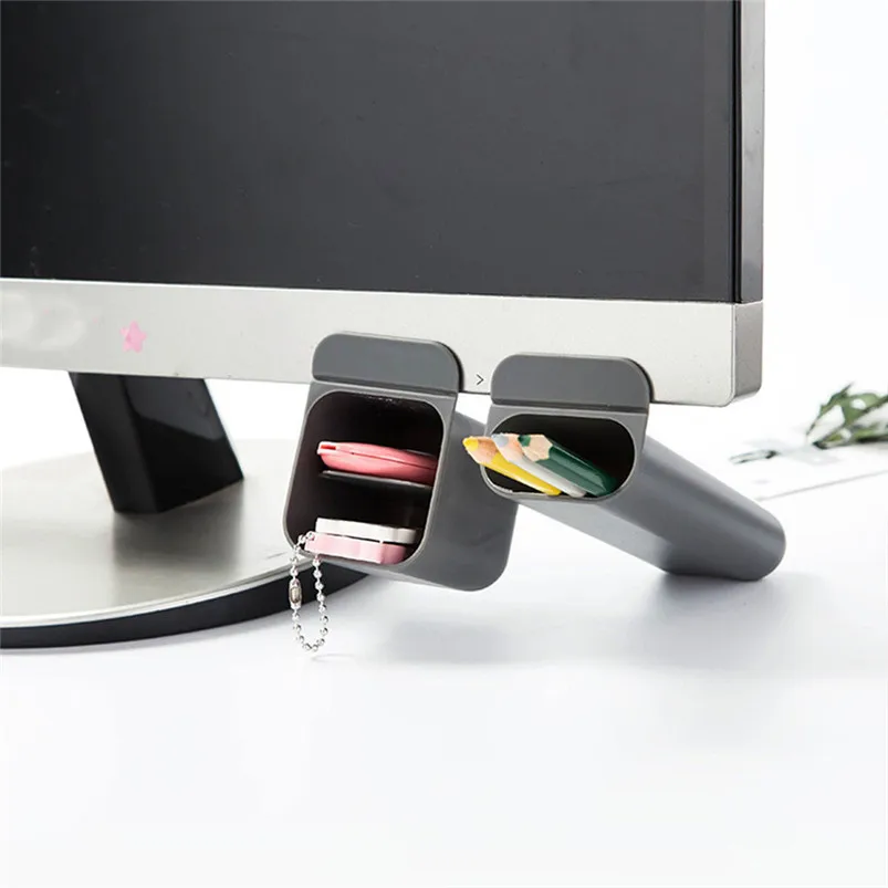 2PCS Desktop Monitor Pocket Storage Box Office Desk Pen Ruler Pencil Holder Cup Mesh Organizer Container Pen Holder 40MR2602