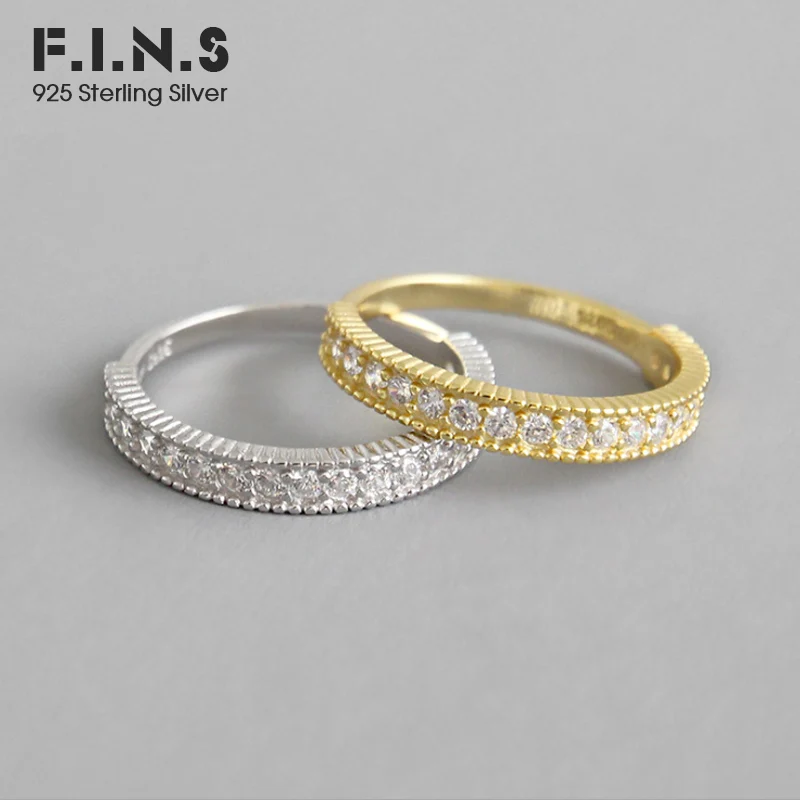 

F.I.N.S Classic Gold 925 Silver Woman Ring Cubic Zirconia Wedding Band Charm 925 Sterling Silver Rings for Women Fine Jewelry
