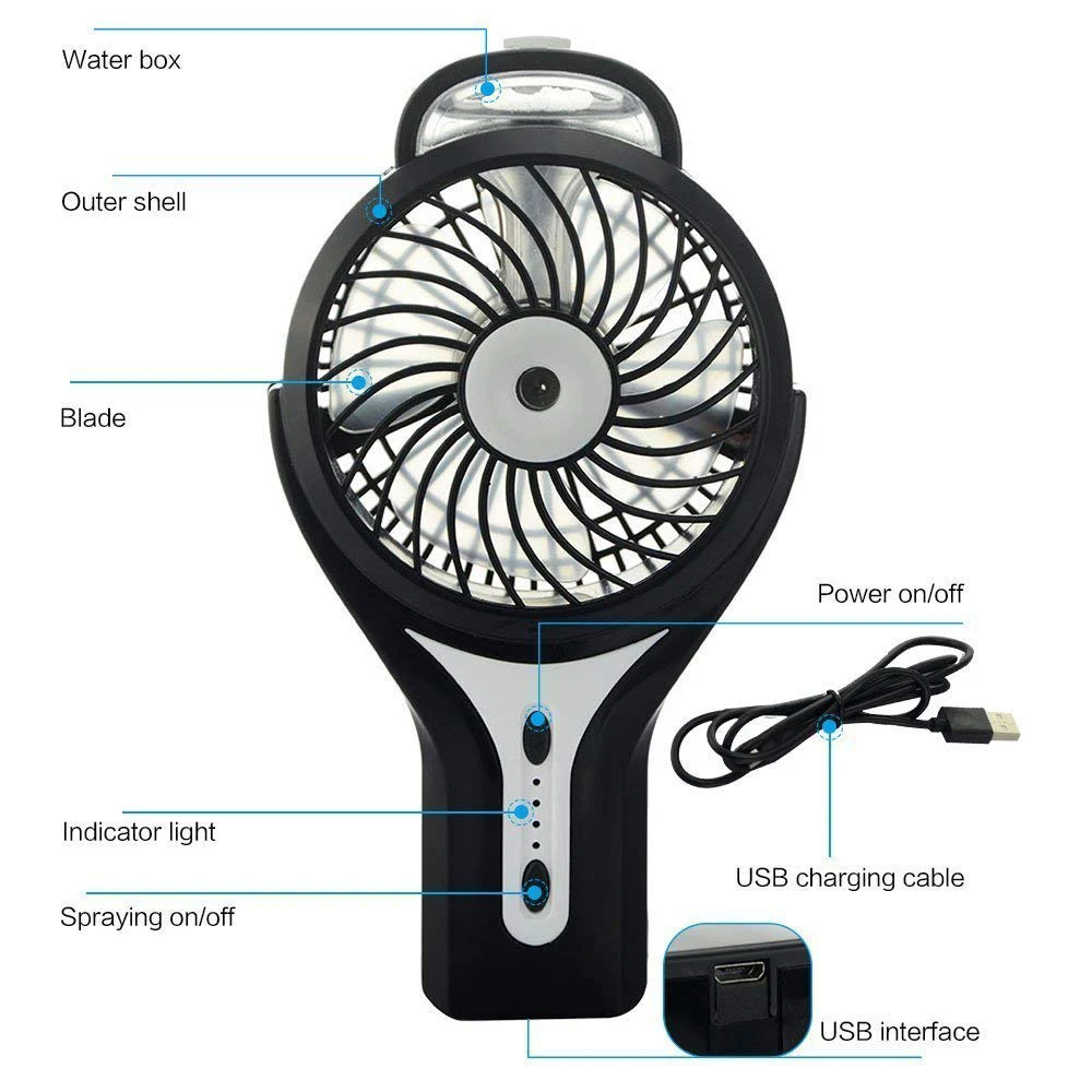 WHYY-Mini портативный usb-вентилятор с персональным охлаждением, увлажнитель воздуха, перезаряжаемый портативный мини-вентилятор охлаждения для Ho