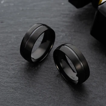 Men's Black Simple Ring Fashion Stainless Steel Ring Birthday Gift Party Men's Jewelry Joyas de hombre