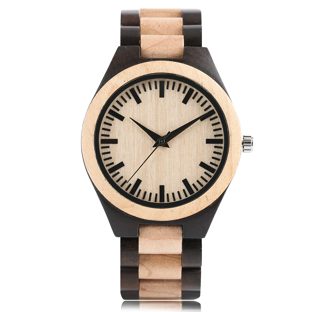 

Simple Men's Watch Nature Wood Handmade Women Modern Bangle Bamboo Full Wooden Band Sport Quartz Analog Fold Clasp Wrist Watch