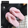 COOTELILI Winter Fashion Women Home Slippers Faux Fur Warm Shoes Woman Slip on Flats Female Fur Flip Flops Pink Plus Size 44 45 ► Photo 2/6