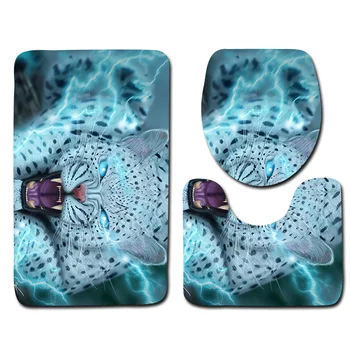 

Honlaker Creative Animal Pattern Bath Mat Set HD Printing Flannel Absorbent Bathroom Floor Mat Toilet Rug and Cover 3Pcs
