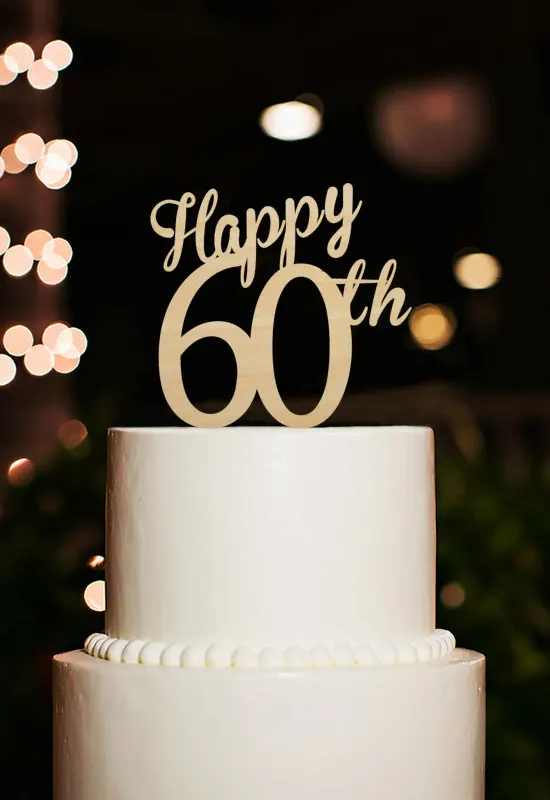 Happy 60th Birthday Cake Topper, 60th Years Anniversary Cake Toppers ...