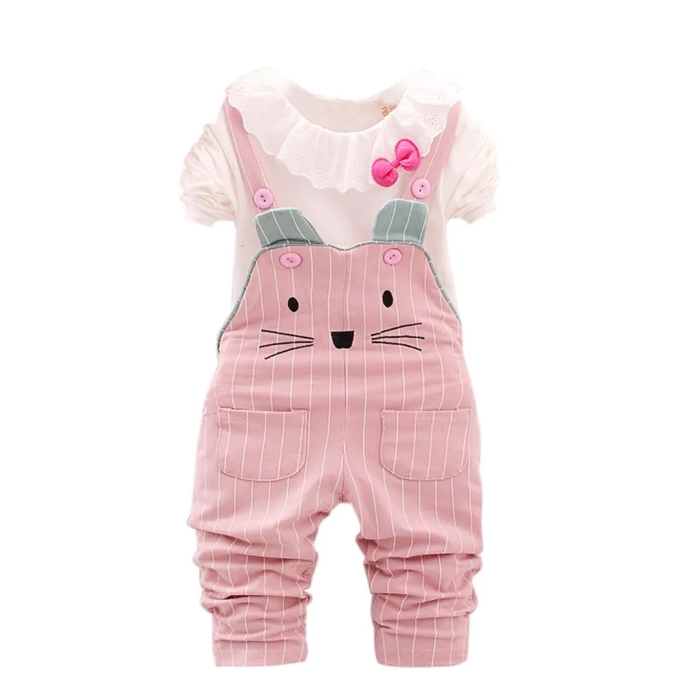 

Children's Wear Autumn Kids Clothing Girls Clothes Cartoon Cute Casual Strap Two-Piece Suits Outfits Tops+Bib Pants Sets EAG