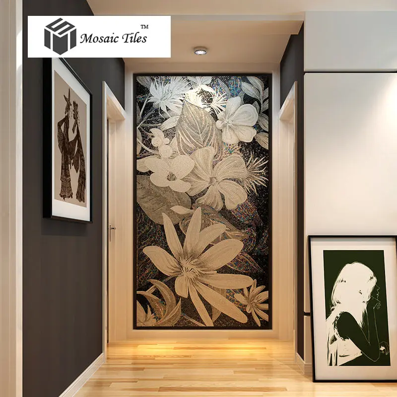 

Glass mosaic mural for Wall Decor Mosaic Glass Floral Art Tiles