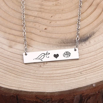 

1 pcs Necklace Engraved Love Heart Cute Birds For Women Girls Jewelry Bar Necklace Charm Gift Decoration