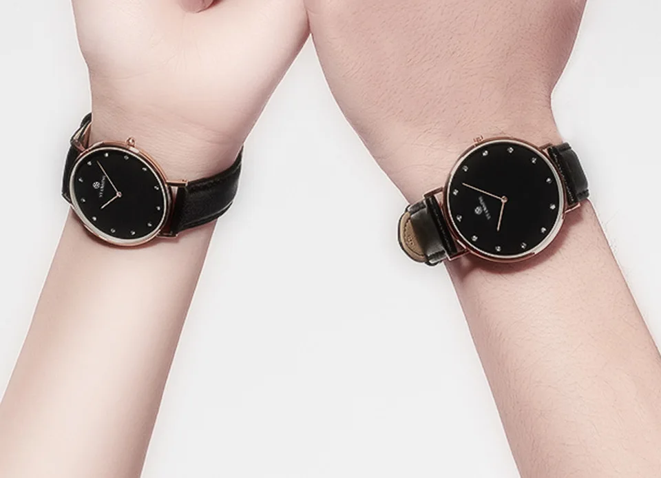 Звездные пары любовные часы кварцевые из натуральной кожи 30 м водонепроницаемые черные простые часы мужские и женские подарки на день