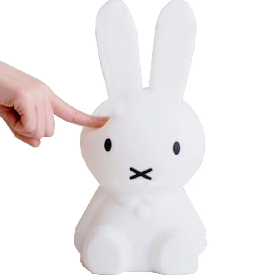 Baratos Thrisdar Dimmable silicona conejo LED noche luz dibujos animados Baby Nursery Lámpara USB recargable Touch Sensor toque lámpara de mesa de noche