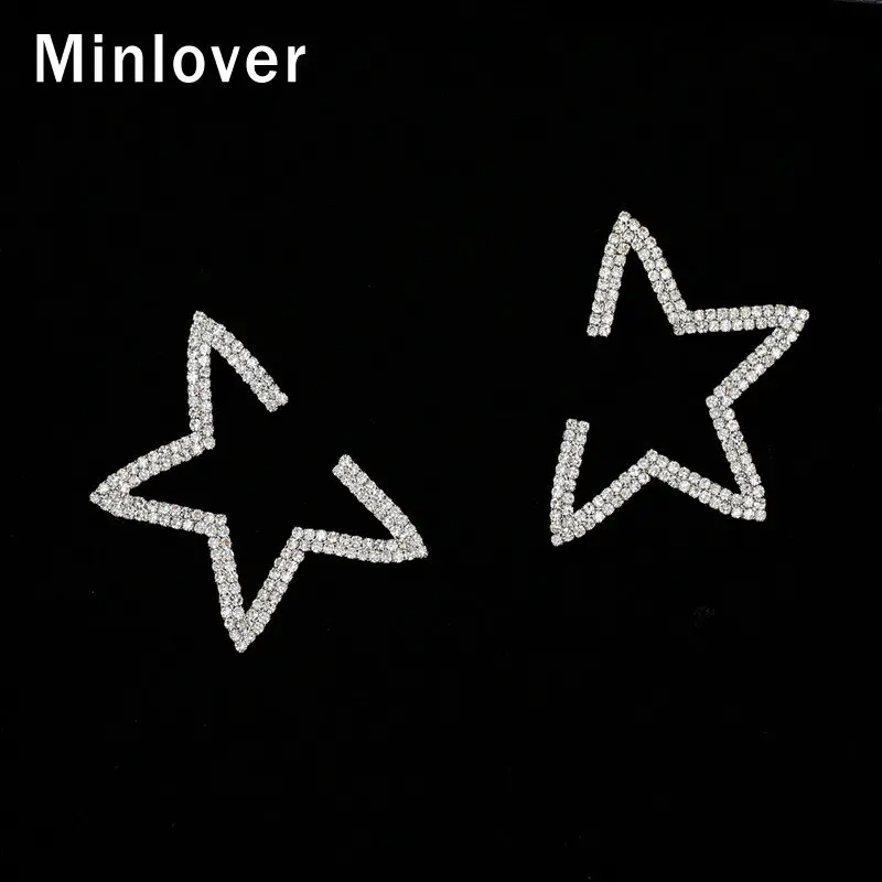 Minlover Винтажные серьги-гвоздики со звездами для женщин со стразами большие Boho Висячие Эффектные серьги модные свадебные украшения MEH1261
