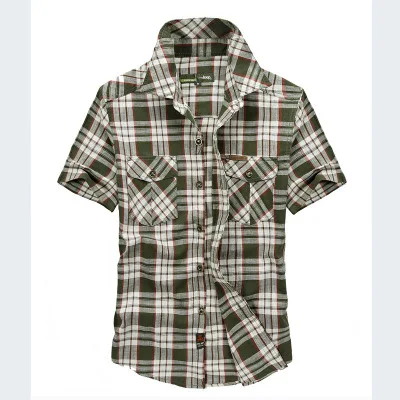 Новая летняя хлопковая Клетчатая Мужская рубашка с коротким рукавом, размер M-3XL, Повседневная дышащая мужская рубашка camisa social masculina - Цвет: 1