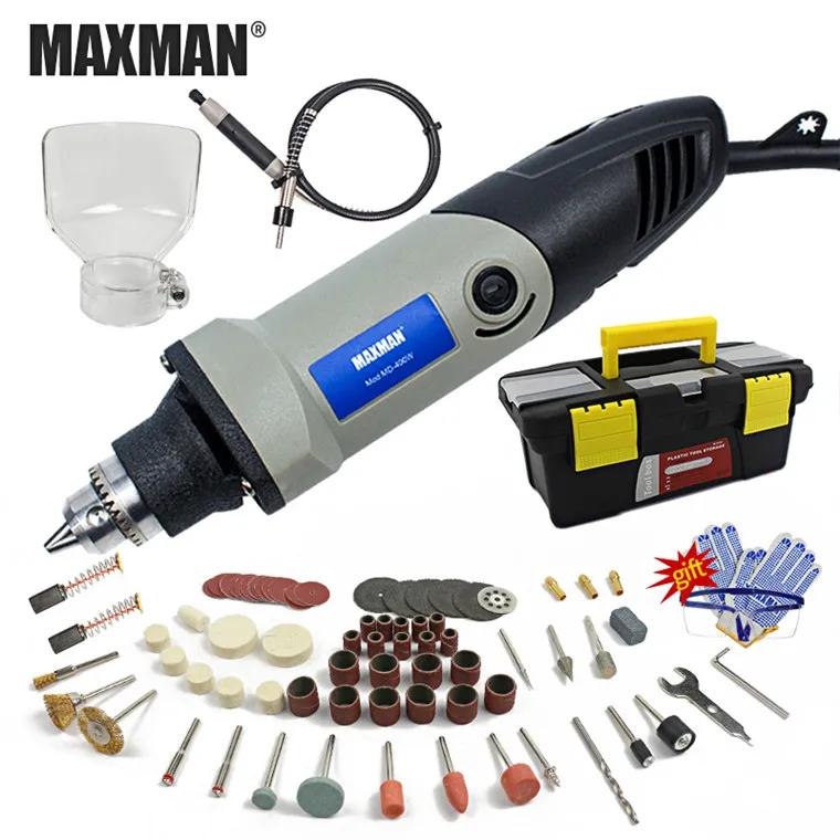 MAXMAN 400 Вт Мини электрическая дрель с 6 позициями переменной скорости Dremel шлифовальный станок стиль вращающиеся инструменты мини шлифовальный электроинструмент - Цвет: Dremel with 91 bag