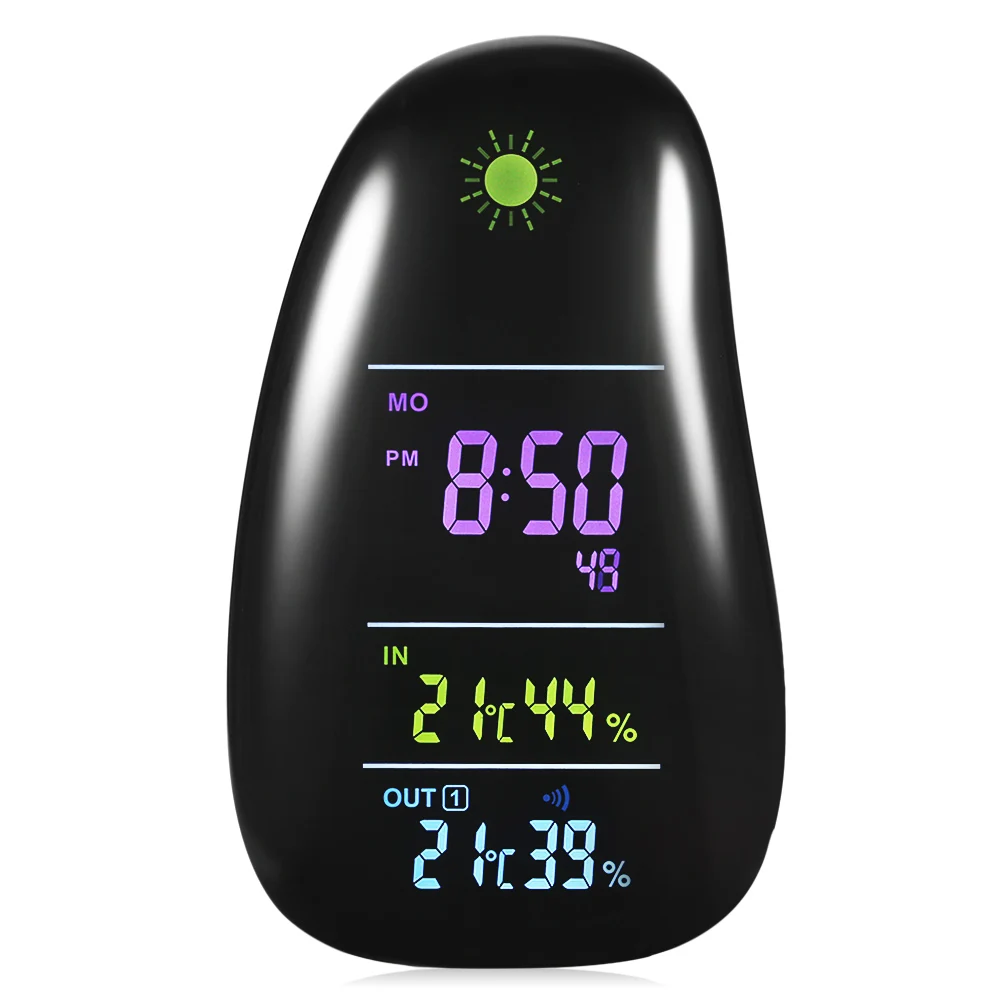 

YGH392 Cobblestone Wireless Weather Forecast Station Indoor Outdoor Temperature Humidity Monitor Alarm Clock with Remote Sensor