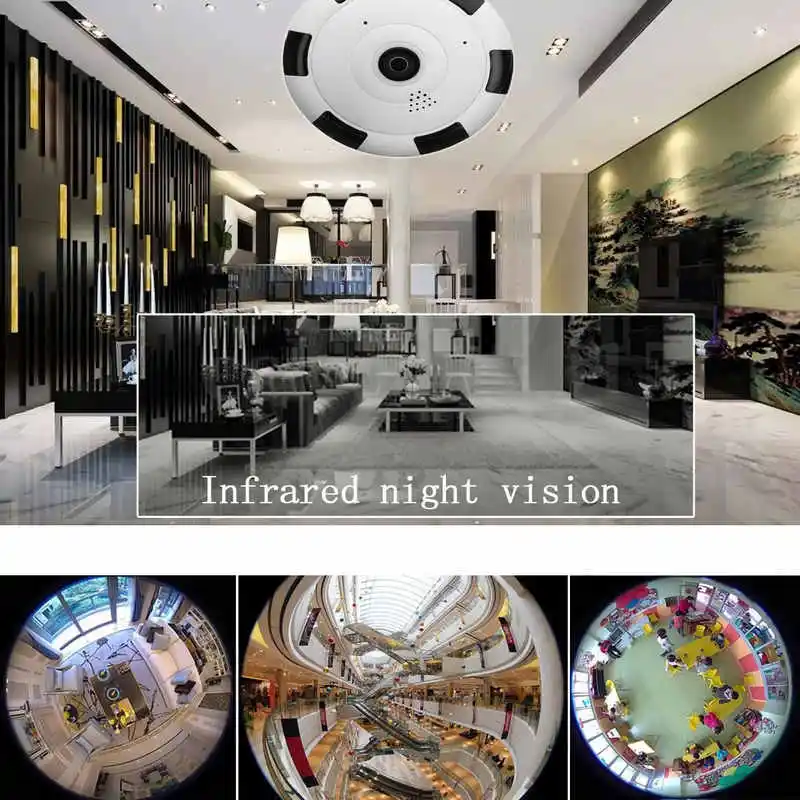 1080P HD Mini 360 Degree Panoramic Wifi Wireless IP Camera Fisheye Night Vision