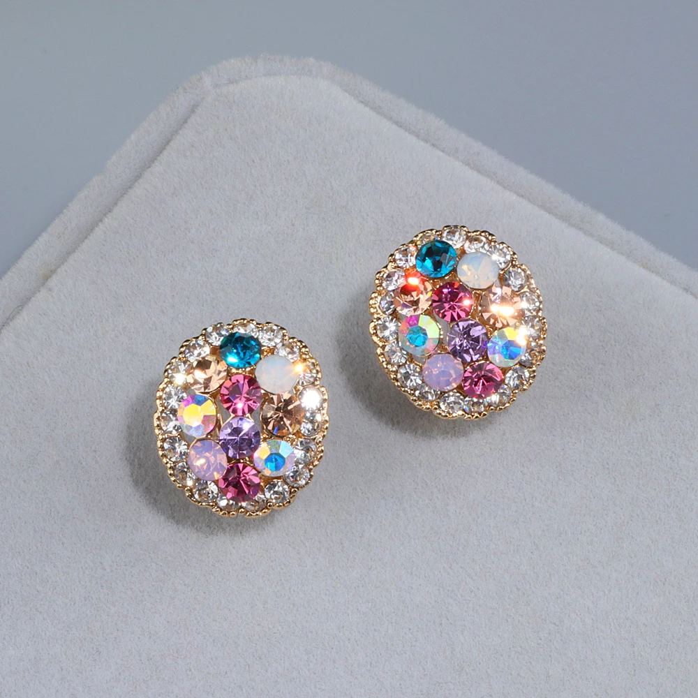 2018 New Design Charm Multicolor Rhinestone Stud Earrings for Women Cute Trendy Crystal Earrings Jewelry Brinco Girls Gift WX086 - Image 5