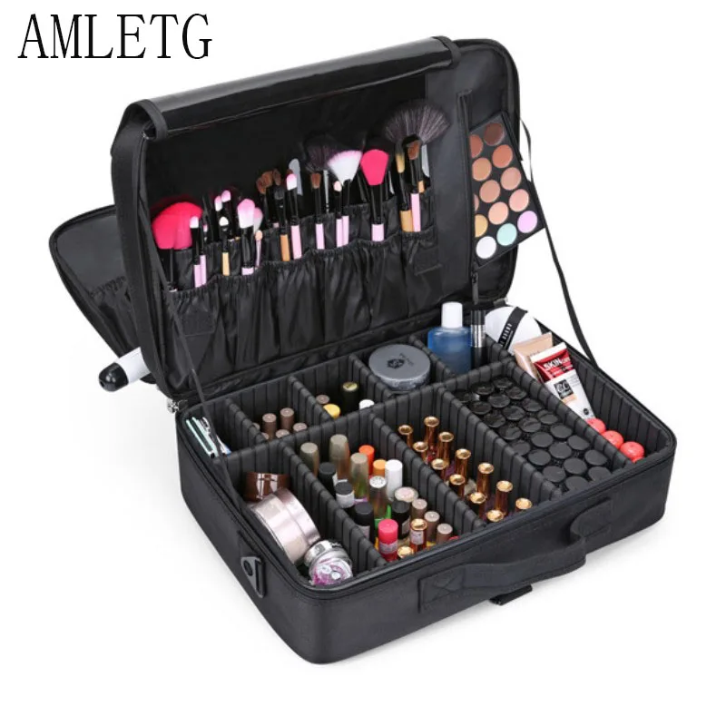 

Professional Women's Cosmetics Bag Multi-function 3 Layer Partition Cosmetics Storage Bag Beautician Cosmetic Bag Storage Box