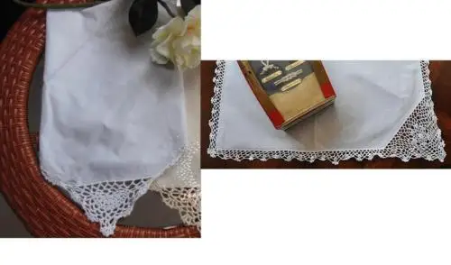 

Wholesale lot White Cotton Napkin Set With Hand Crochet frill 45x45cm