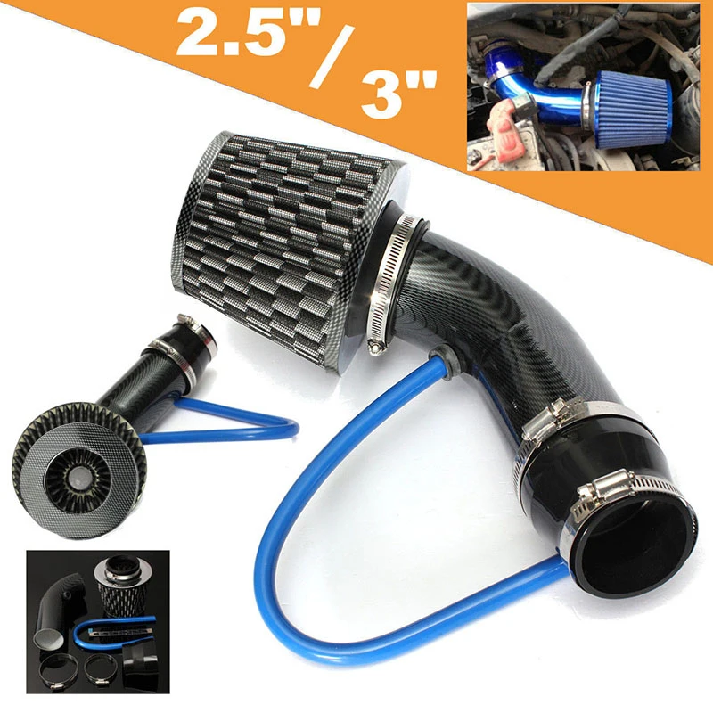 Mayitr 3 inch 76mm Universal Car Racing Cold Air Intake Filter System Aluminum Pipe Power Flow Hose Kit