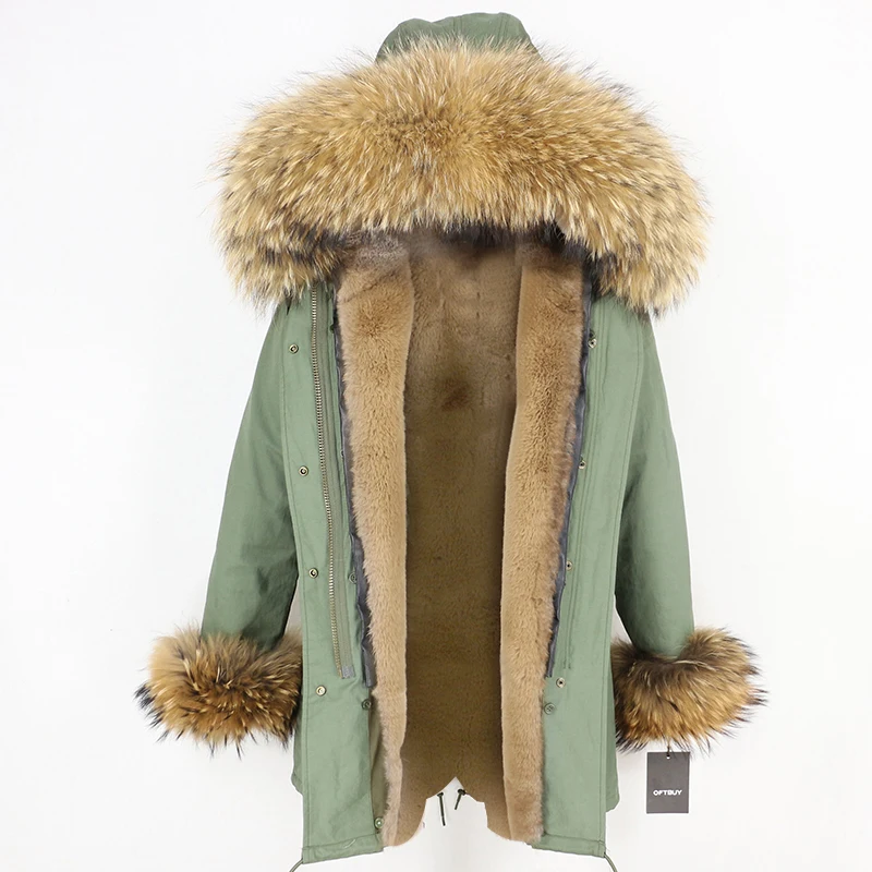 OFTBUY, пальто с натуральным мехом, зимняя куртка, Женская длинная парка, с манжетами, натуральный мех енота, Отделка капюшона, Толстая теплая уличная одежда, верхняя одежда, новинка