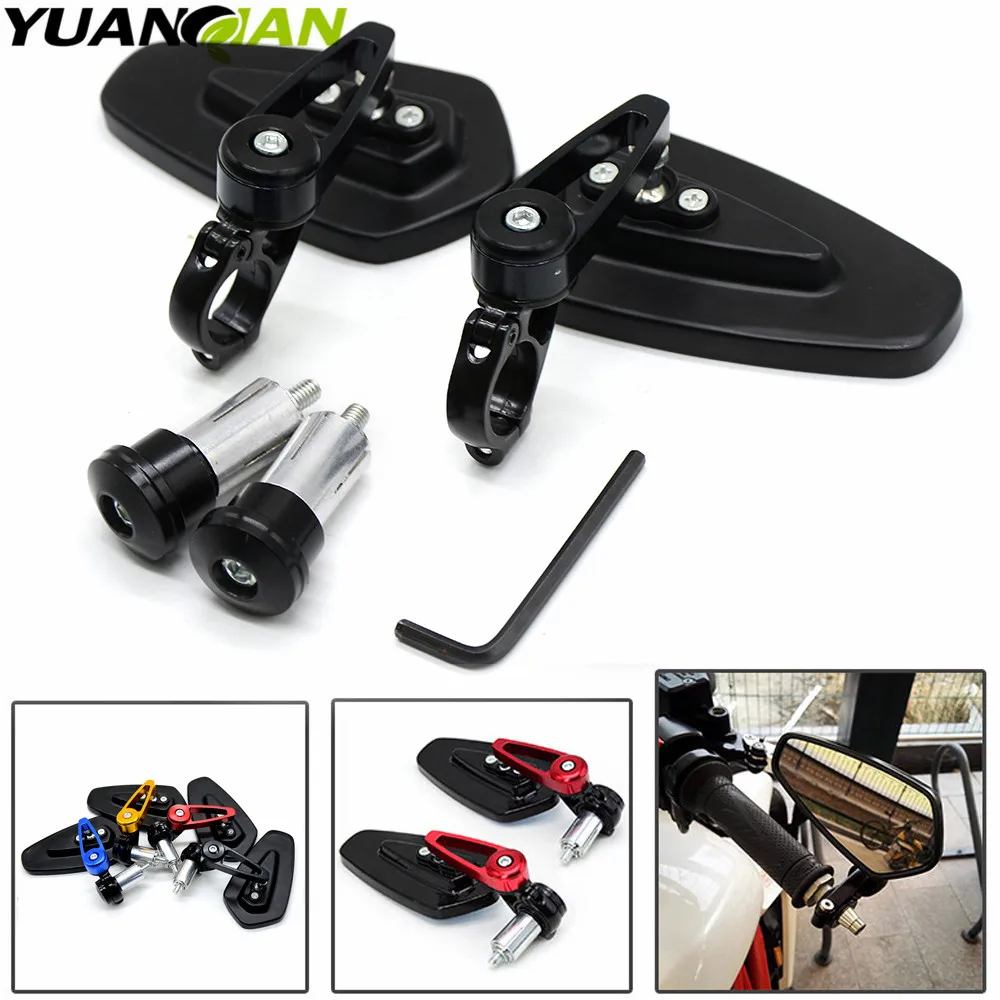 

Universal 7/8" Black Bar End Rear Mirrors Moto Motorcycle Motorbike Scooters Rearview Mirror Side View Mirrors FOR Cafe Racer