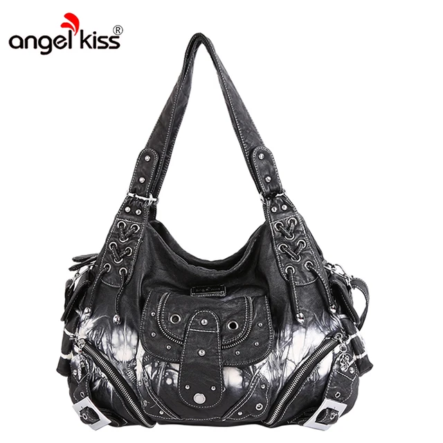 Angelkiss Women Shoulder Hobos Bags Pu Washed Handbags Messenger Angelkiss Women Shoulder Hobos Bags Pu Washed Handbags Messenger Capacity Ping Top Handle Leopard Print