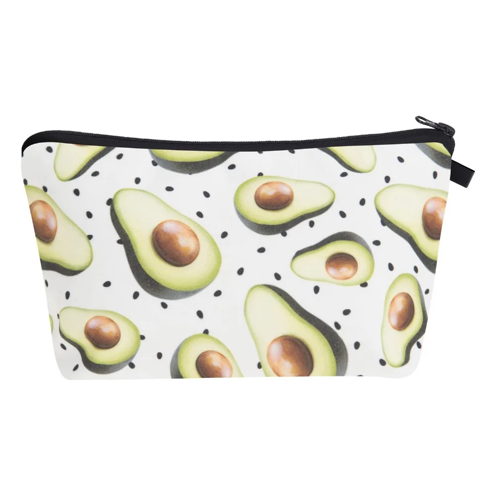 

3D Print Cosmetic Kits Fruit Avocado Portable Zipper Make Up Accessorise Beauty Organizer Toiletry kits Girl Travel
