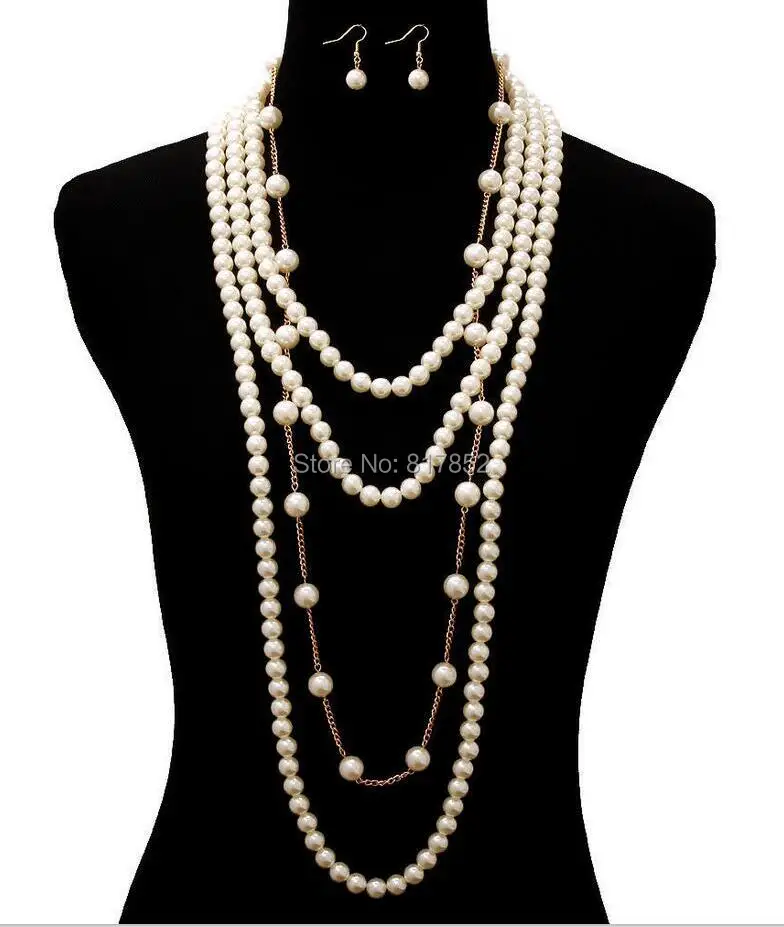 

Модные женские золотые цепи, имитация слоев жемчуга, бусы, ожерелье, ювелирные изделия 2 вида цветов WRPE46